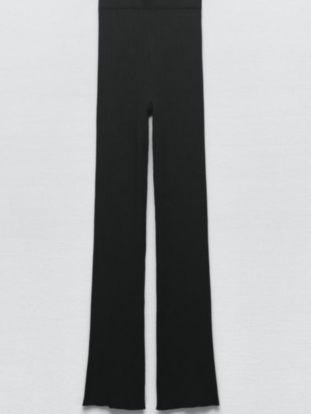 Zara Black Ribbed Wide-Leg Knit Pants